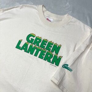 Vintage 2000 Green Lantern Graphitti T-Shirt Men's XXL Cream DC‎ Comics Tee Y2K